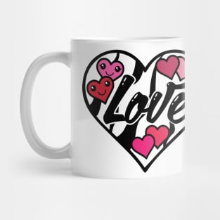 Zebra Kawaii Love Heart Mug